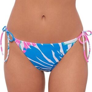 NEW Sports Illustrated Swim L Blue Pink String Bikini Bottom Reversible Tropical